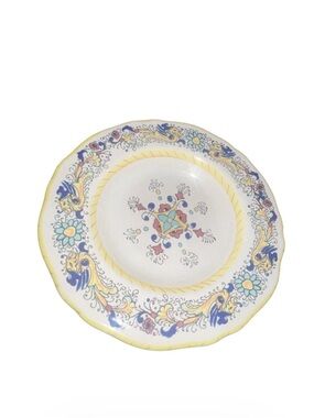 Deruta Italy Hand Painted Raffaellesco Scalloped Pasta Salad Serving Bowl 10"